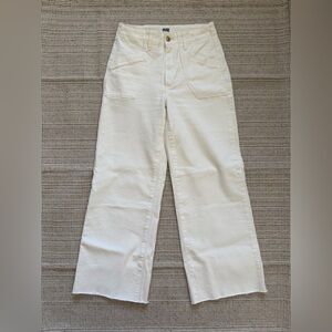 VEUC Paige Anessa High Waist Crop Wide Leg Jeans Tonal Ecru Size 25